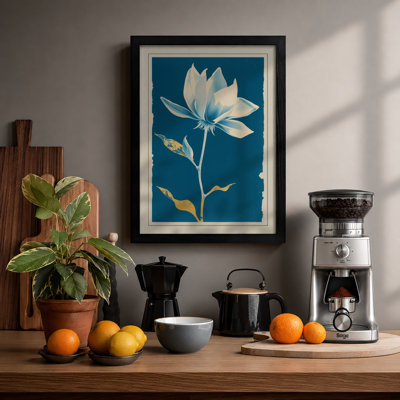 White Lotus Bloom Botanical - Framed Print