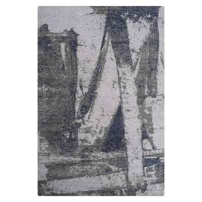 Tapis en laine tissé à la main - 183 x 274 cm, motif abstrait multicolore d'inspiration orientale, épais et antidérapant, idéal pour le salon ou la chambre.