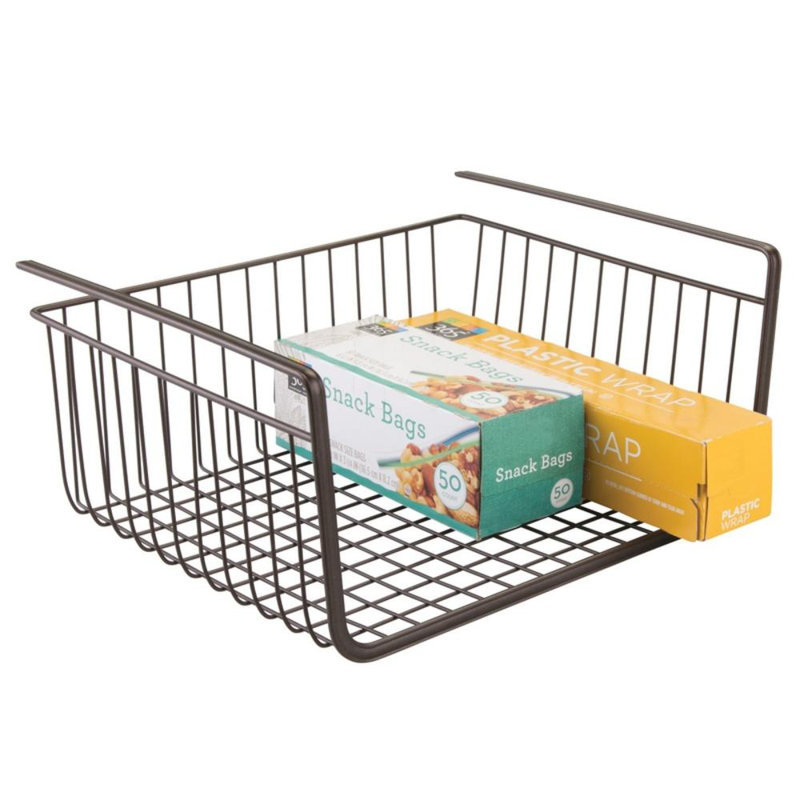 Bronzed Black Metal Under Shelf Storage Basket Organizer