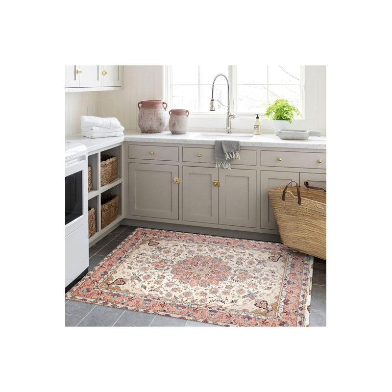 Tapis beige lavable à la machine, Rectangle 3 pi 3 po x 4 pi 11 po