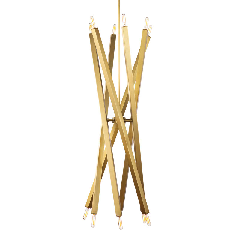 Viper Chandelier, Natural Brass