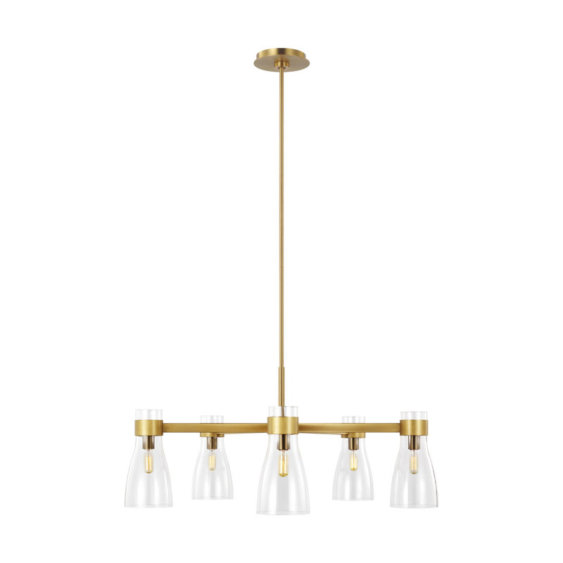 Moritz 34" Brass Five-Light Chandelier