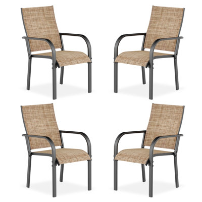Set of 4 Patio Chairs – 330 lbs Capacity, 17.83" Wide Outdoor Dining Chairs with Quick-Drying Textilene & Metal Frame, Ideal for Lawn, Balcony, Porch, Garden,and Backyard, Brown