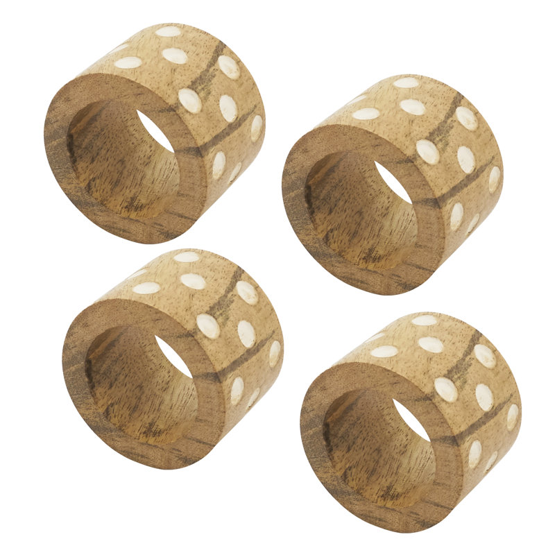 Rond de serviette en bois Earthy Dot Dot (ensemble de 4)