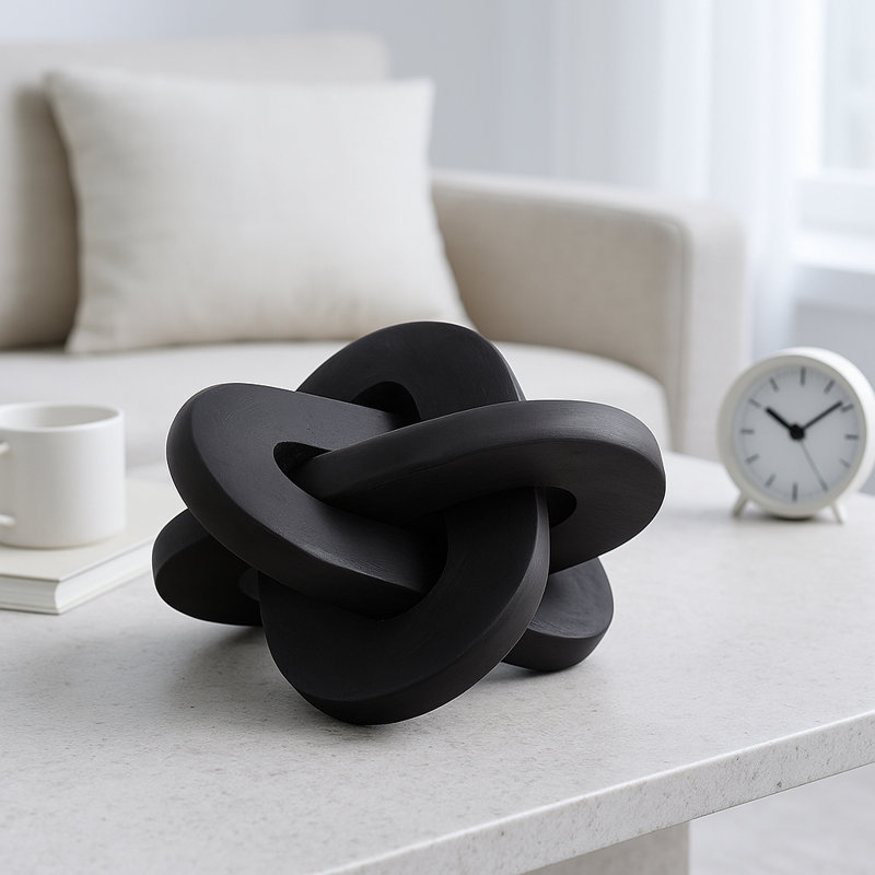Medich Neutral Wood Decorative Knot Figurine, 10" H x 10" W x 10" D, Black