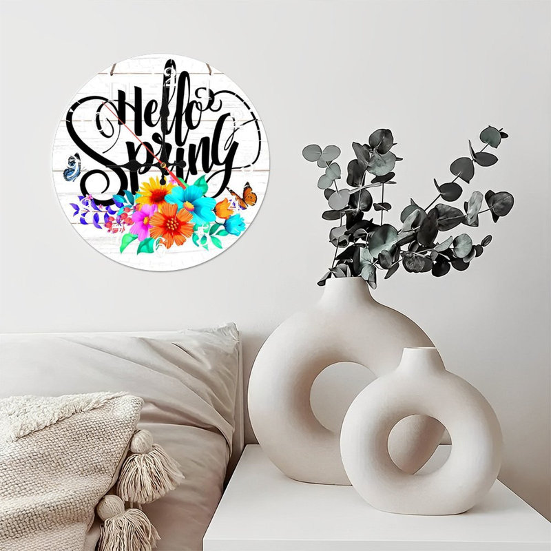 Horloge murale en bois 10 po, mouvement silencieux, à piles (piles AA non incluses), décor artistique, parfait pour les décorations