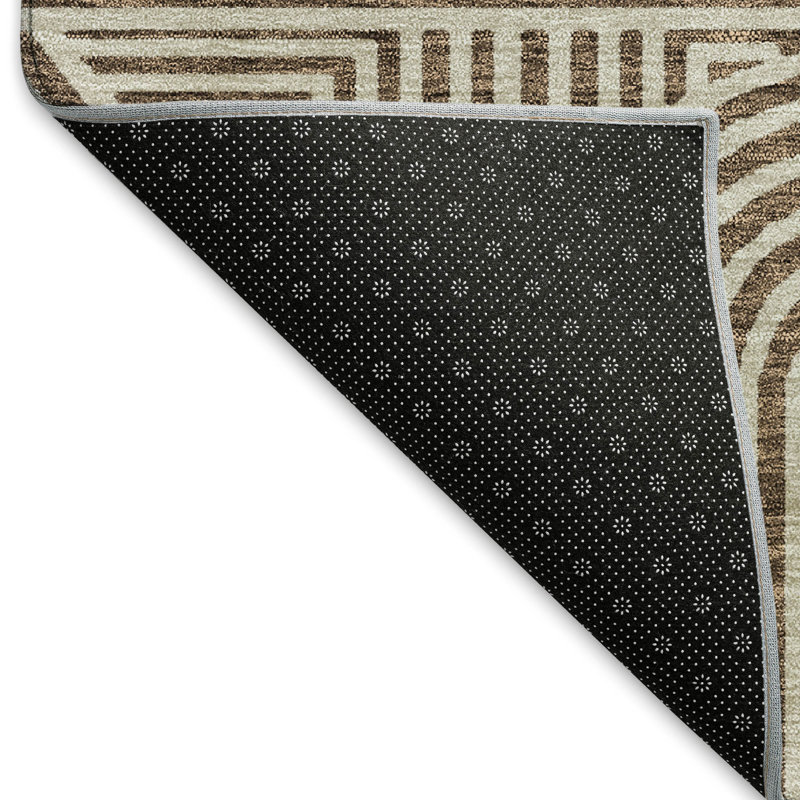 Tapis brun Prisco lavable à la machine de qualité supérieure, Rectangulaire 3 pi x 5 pi