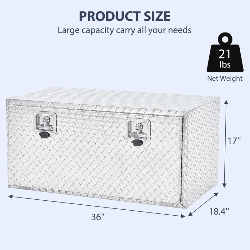 Boîte en aluminium pour camion avec dessous de caisse 36 x 18 x 17 pouces