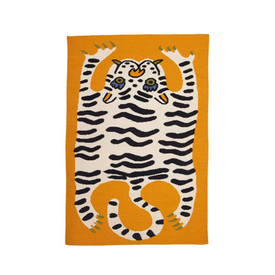 Tapis tissé orange