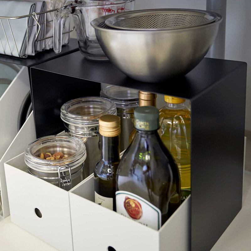 Yamazaki Home Steel Under Cabinet Storage Organizer, Kitchen Pantry, Steel, Black
