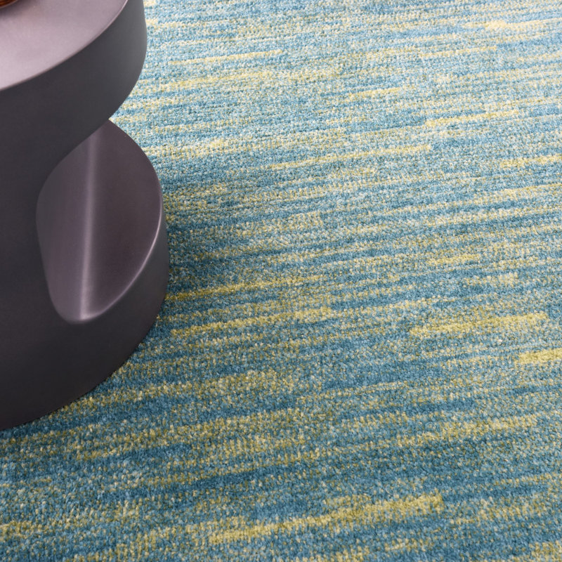 Tapis bleu / vert Nourison Essentials, Carré 9 pi