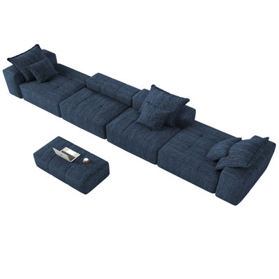 Canapé modulaire surdimensionné moderne surdimensionné, canapé moelleux en tissu de chenille étincelant avec 6 coussins, canapé capitonné 6 pièces, pas d'assemblage requis