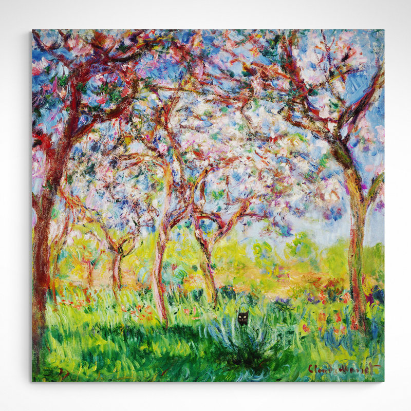 Pottersville Monet - Spring In Giverny With Black Cat by Claude Monet - Wrapped Canvas Print, 97cm H x 97cm W x 4cm D