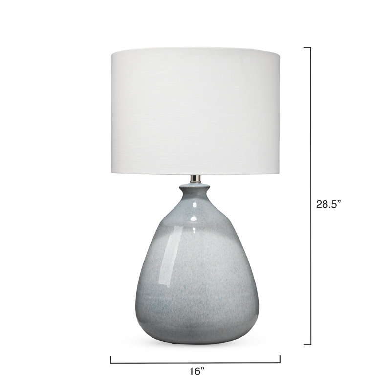 Levi Blue Ceramic Table Lamp with White Linen Shade