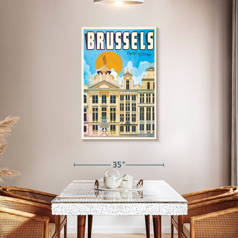 Affiche bruxelloise rétro, H 45 po x l 30 po