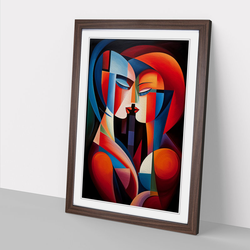 Two Women In Love Futurism No.3 - Wall Art, 46cm H x 34cm W, Walnut Framed
