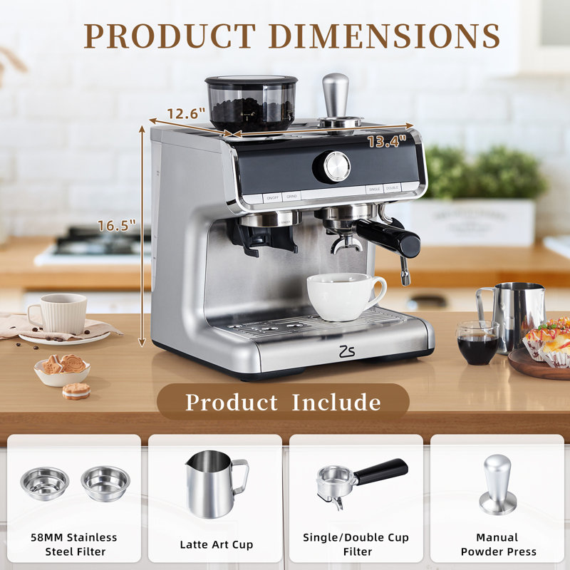Sangdo Semi-Automatic Espresso Machine with Frother