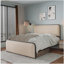 Structure de lit moderne en métal avec tête et pied de lit en tissu courbé, avec rangement sous le lit, lattes de lit en métal robustes-1923807008