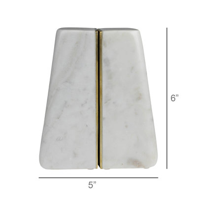 Cara Marble Bookend Pair With Brass Edges