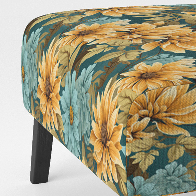 Fauteuil de chambre rembourré C, Tournesol, motif tropical I