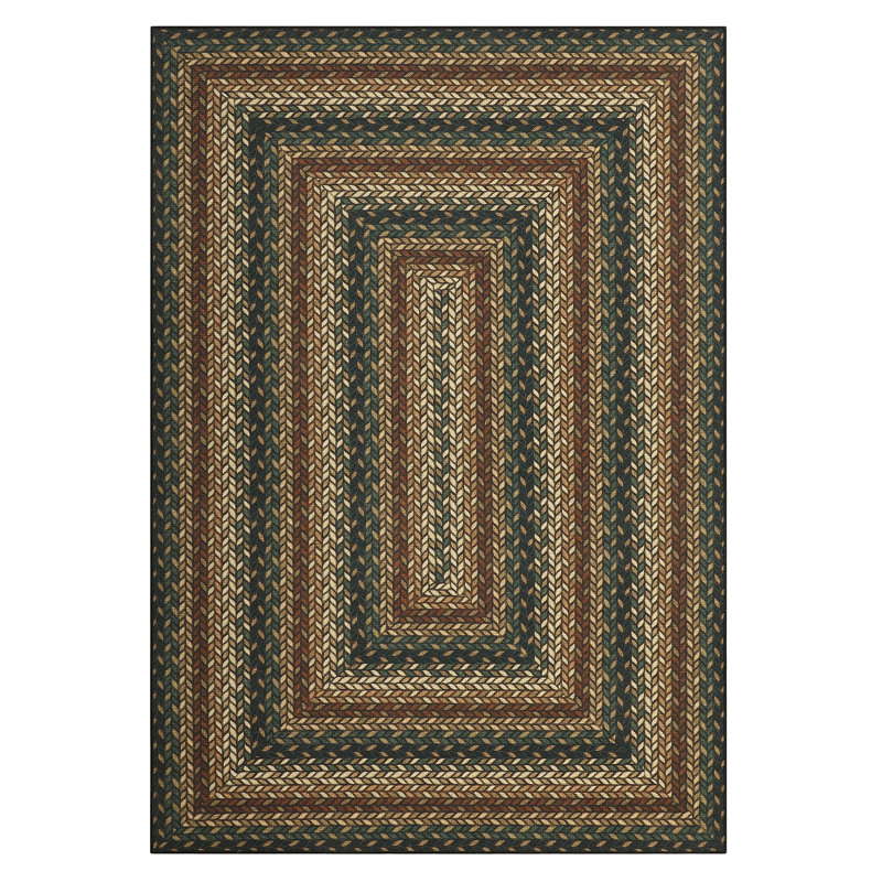 8x10 Farmhouse Jute Style Rug, Braided Print Washable Carpet, Non Slip Non Shedding Foldable Mat for Living Room, Red