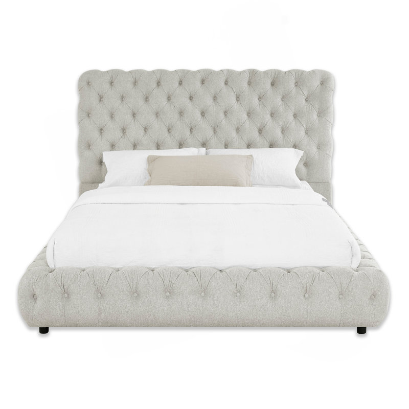 Tête de lit et pied de lit capitonnés 1pc, Très grand lit, Gris