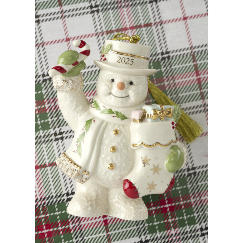 Ornement bonhomme de neige 2025 avec bas de Noël