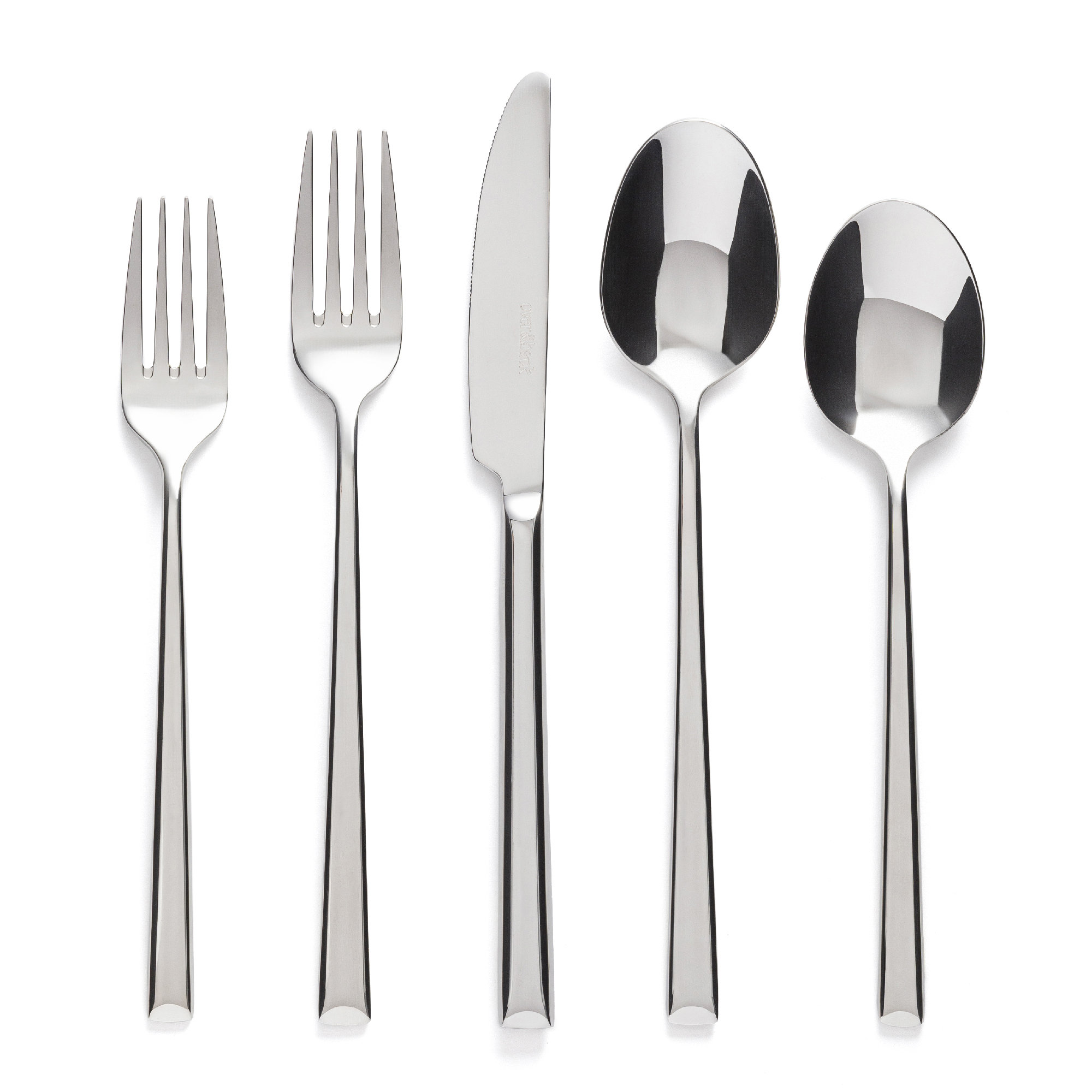 over&back Modern 18/8 Flatware Set - Service for 4, Silver
