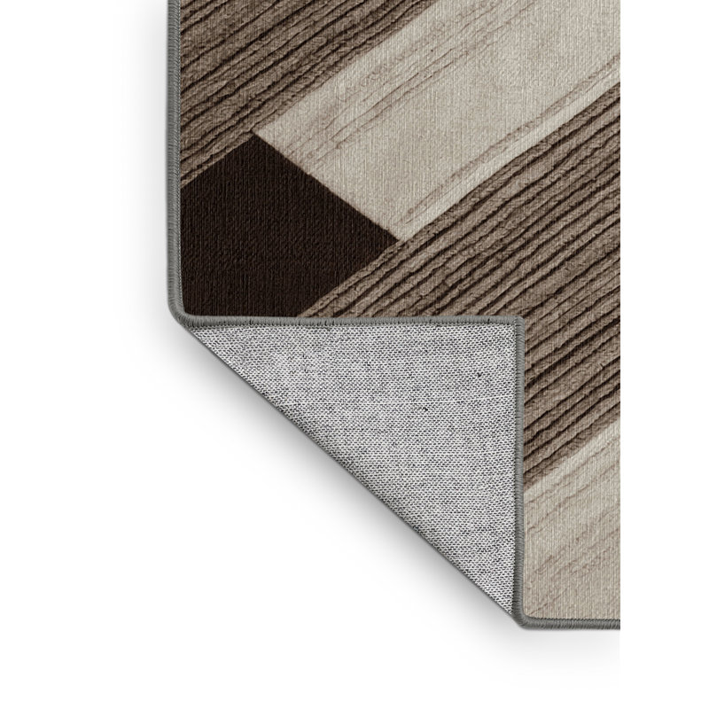 Tapis lavable rayé brun foncé Greige, Tapis de couloir 2 pi x 4 pi