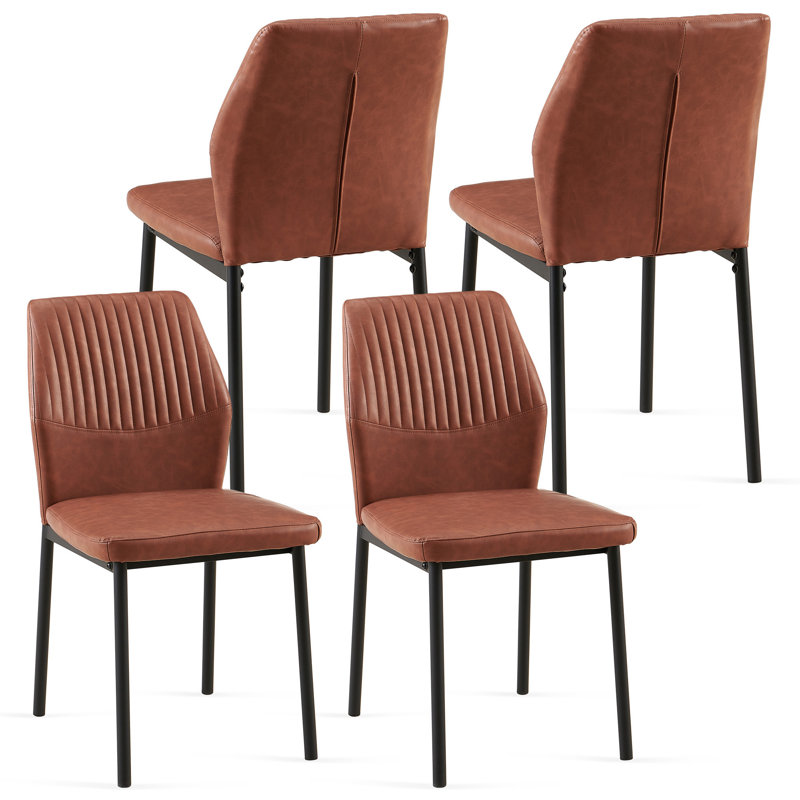 PU Leather Dining Chairs,Set of 4, Brown