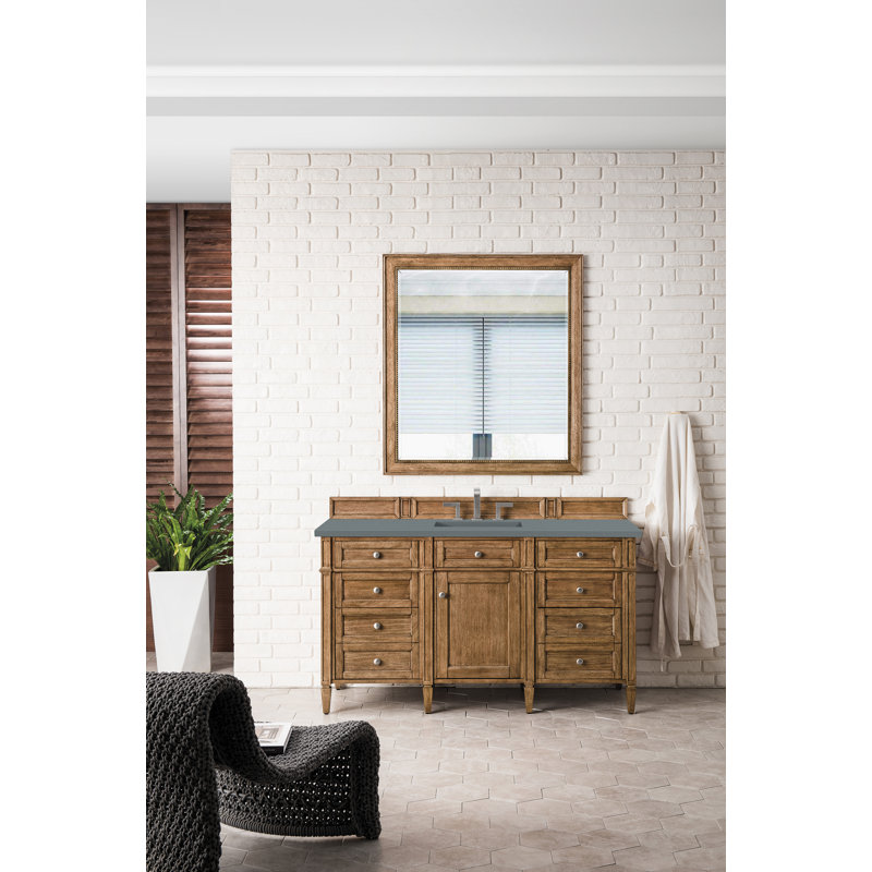 Brittany 60'' W Single Vanity, Saddle Brown, Charcoal Soapstone, 8" Widespread