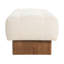 Banc repose-pieds capitonné rectangulaire en tissu de lin avec pieds en bois massif, beige | Idée de cadeau
