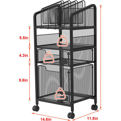 4-tier Rolling File Cabinet Cart With Drawer by 17 Stories