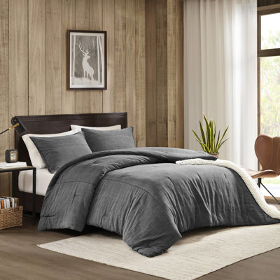 3Pcs King/ King Twill Washed Comforter - Timeless Elegance, Skin , Bartack Dash Stitching 100% Cotton, All Season Restful Sleep