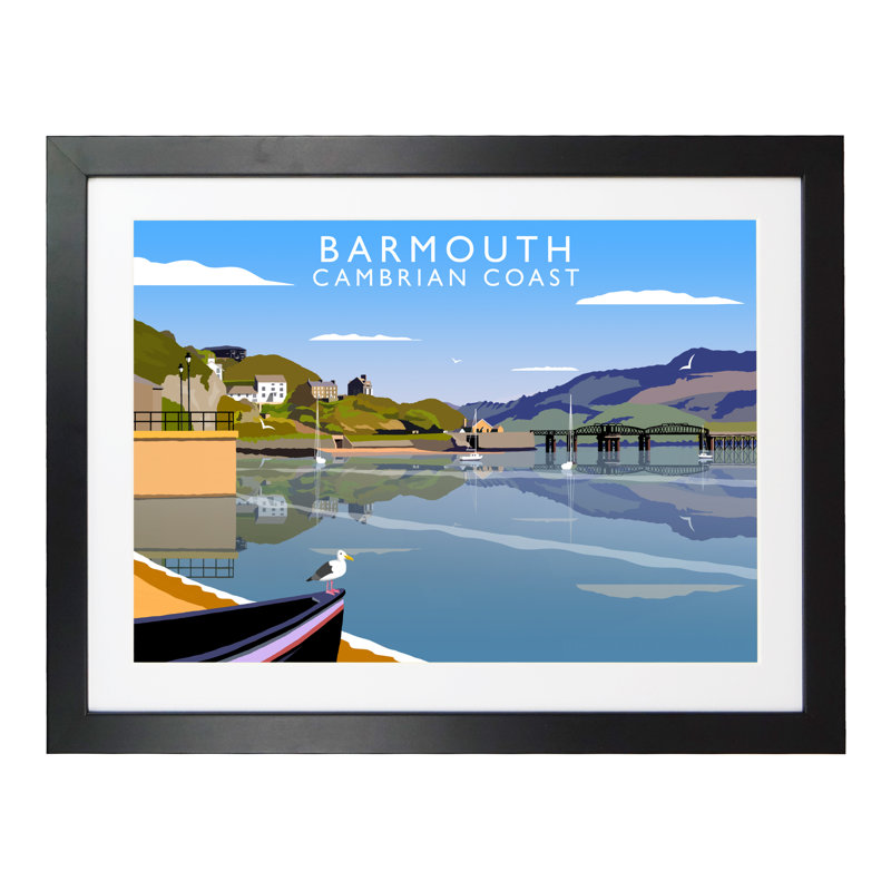 Barmouth by Richard O'Neil - Print, Black Wood Frame, 33.5 cm H x 43.5 cm W x 2.2 cm D