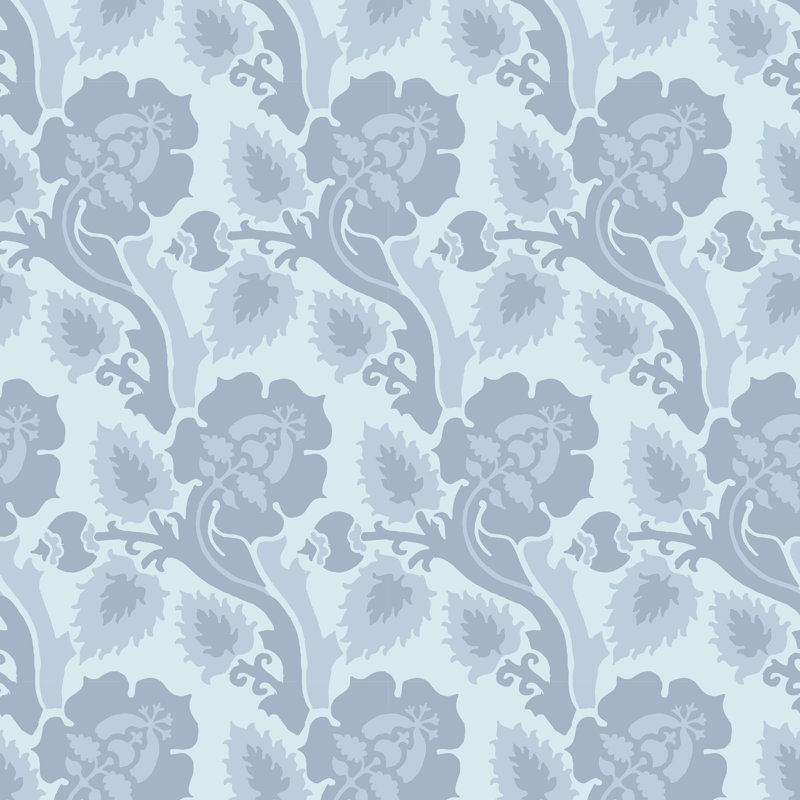Paisley Briar - Cypress Green Botanical Wallpaper, Dawn Fog, Peel & Stick