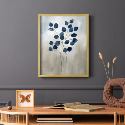 Indigo Foliage II, reproduction encadrée - bois massif