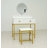Elegant Makeup Vanity Set With Mirror, Stool, And Storage - Compact Gold Design For Small Bedrooms And Efficient Organization
