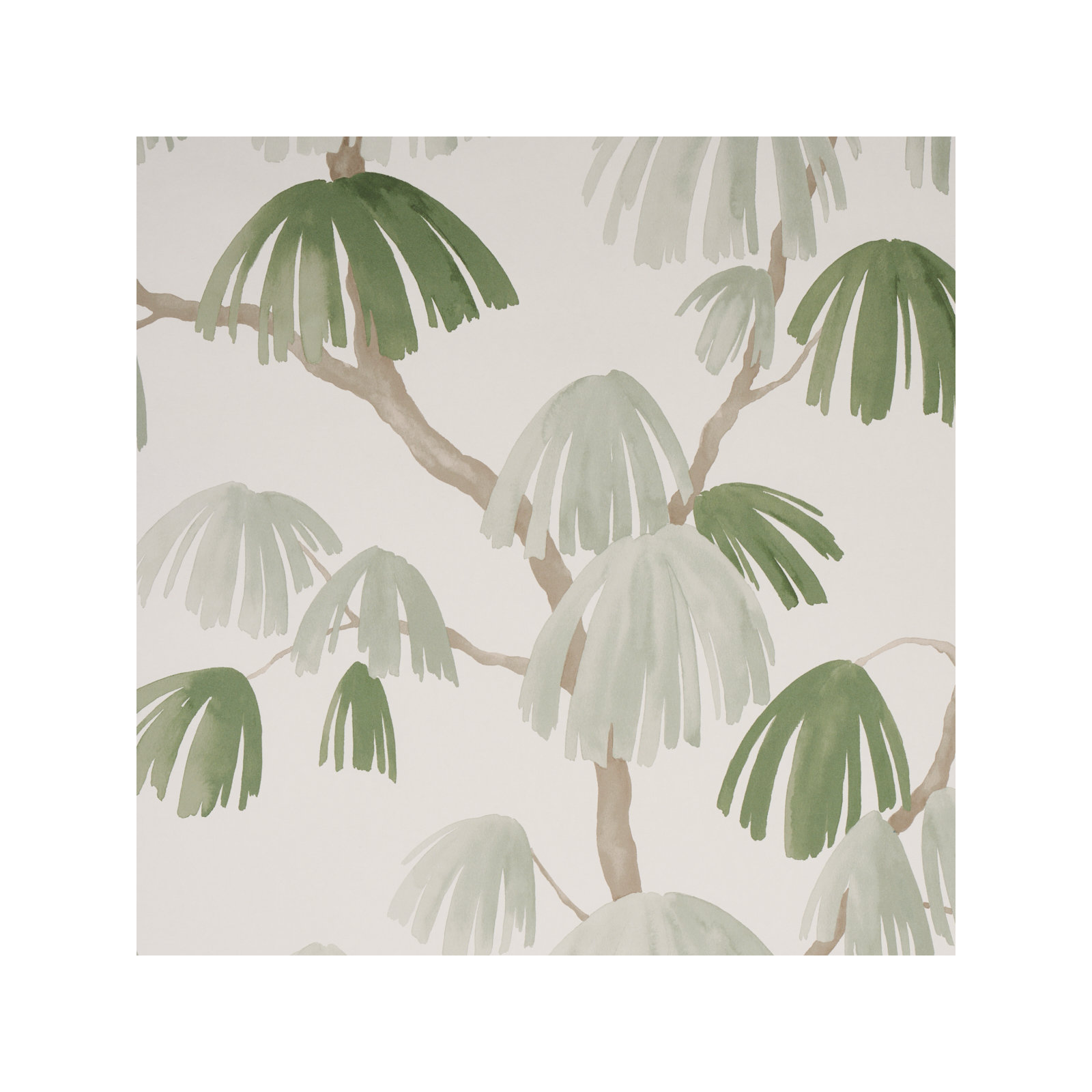 Schumacher x David Kaihoi Weeping Pine Wallpaper, Gray/Green