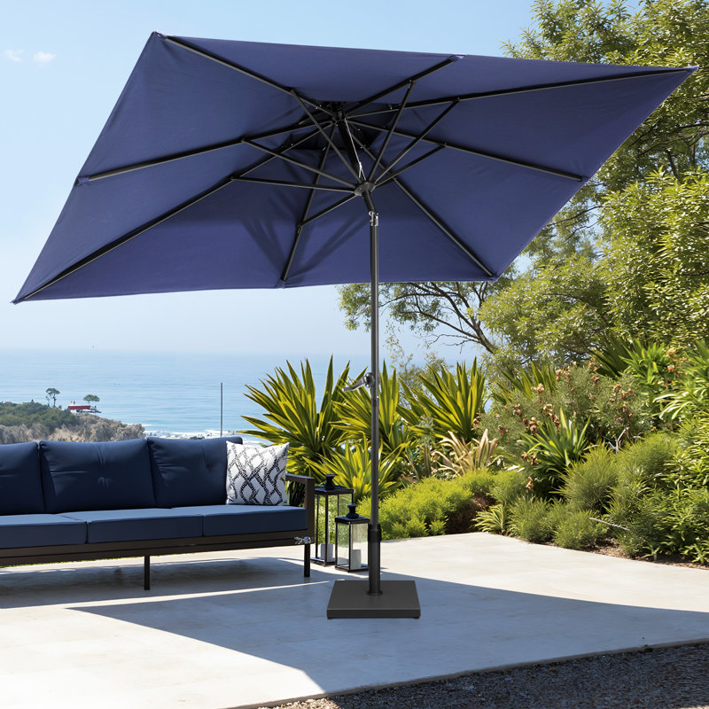 116'' X 76'' Rectangular Market Umbrella With Base, Navy