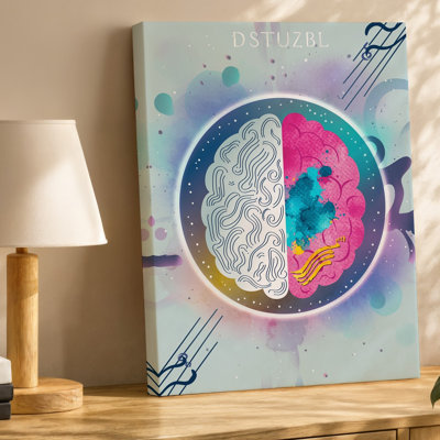 La toile crée une illustration vibrante et colorée mettant en vedette un art mural stylisé divisé en deux moitiés mettant en vedette un art mural complexe