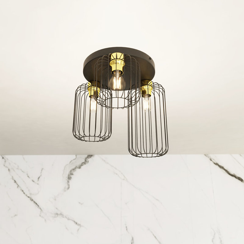 Aideth Flush Mount, Matte Black/Gold