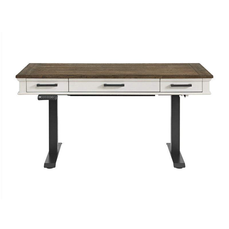 Isamu Adjustable Height Solid Wood Steel Writing Desk