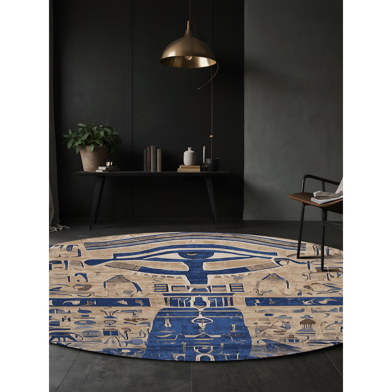 Tapis gris soyeux et moelleux, Rond 7 pi