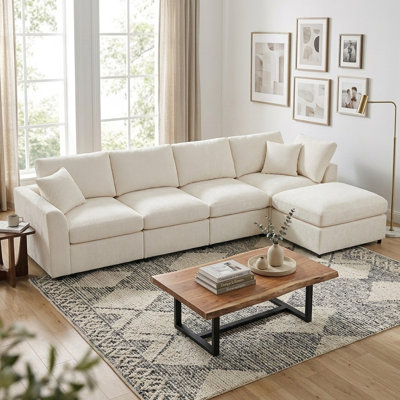 Modular Sectional Sofa with Movable Ottoman