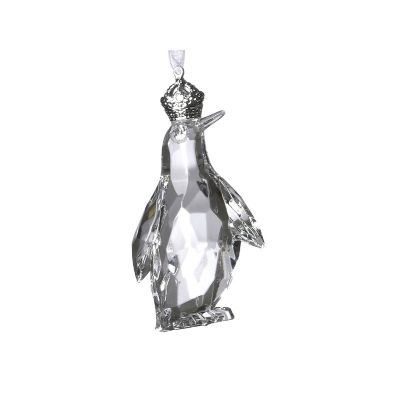 Ornement en acrylique pingouin en forme de fêtes, H 3,5 po x l 2,5 po x P 2,5 po