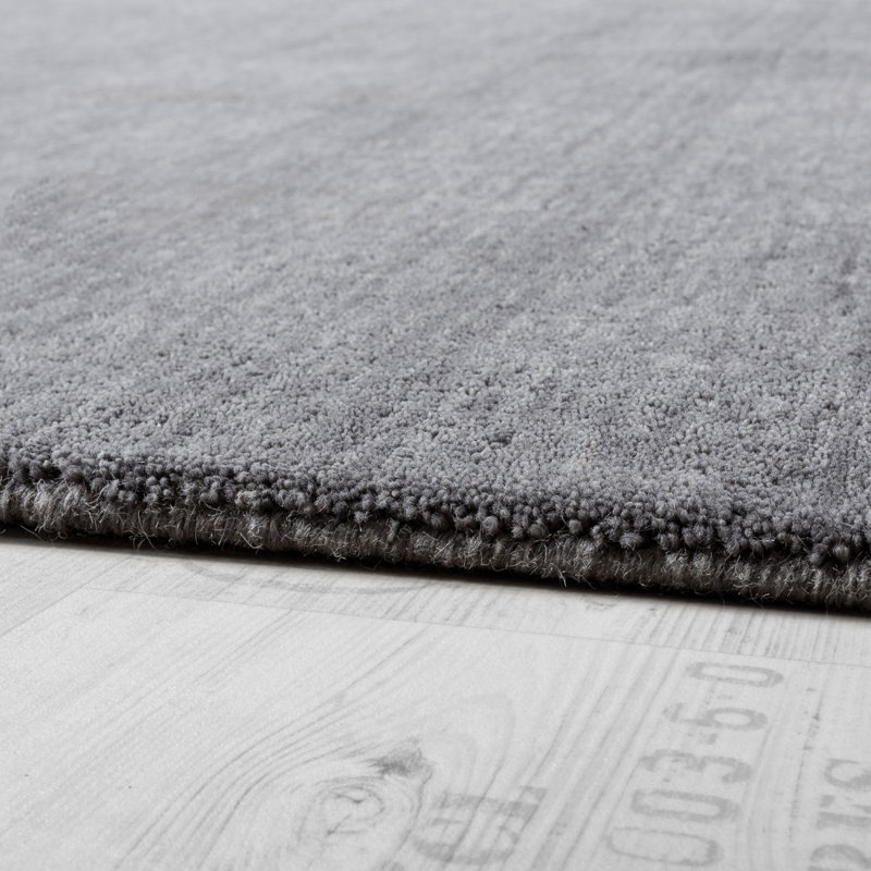 Devan Solid Colour Cotton Hand Woven Area Rug, Rectangular 120 x 170cm
