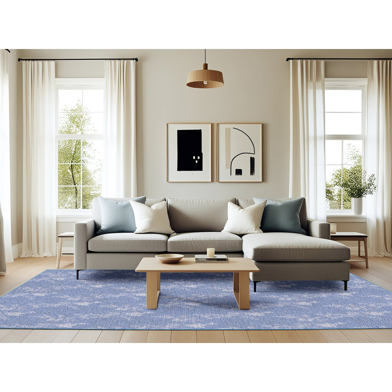 Tapis bleu à motif floral Abdurrahman, Rectangle 6 pi x 9 pi