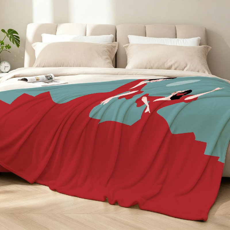 Jeté en molleton transparent ultra doux, deux danses de style espagnol, imprimé recto, Twin 60" x 80"