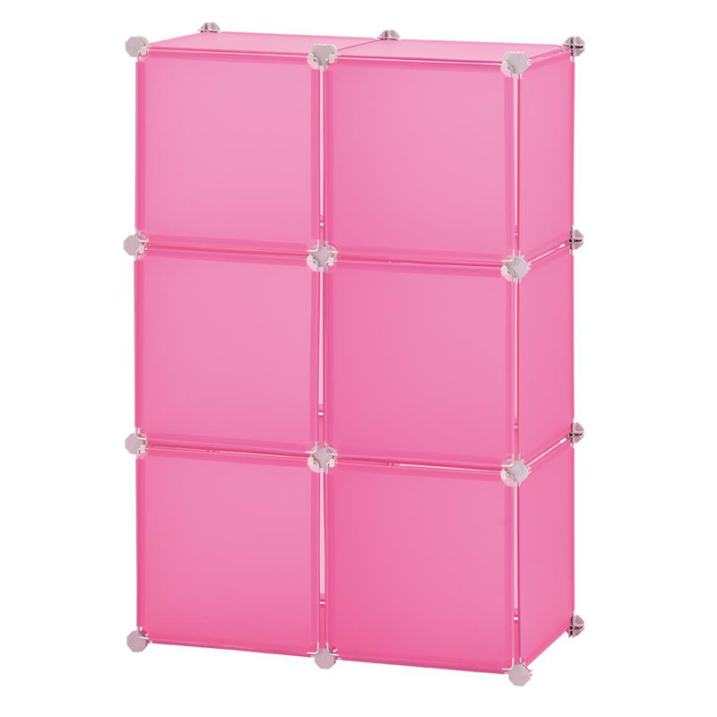 98cm H x 66.5cm W Plastic Cube Bookcase, Pink
